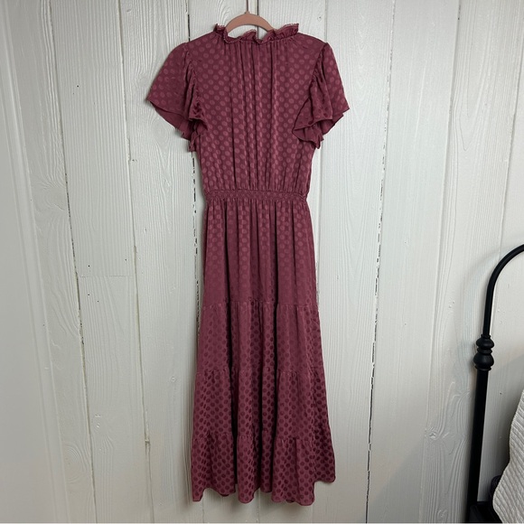 Max Studio Mauve Polka Dot Midi Dress Women’s Size M - Picture 3 of 6